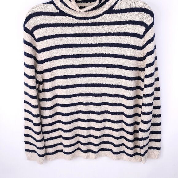 J Crew Sweater Womens Medium Pullover Stretch Knit Striped Top Mock Neck Cozy - Picture 9 of 11